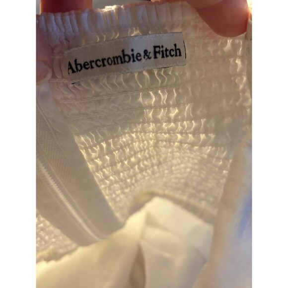 Abercrombie & fitch strapless linen minidress lined fit & flare white bride grad - Picture 6 of 9